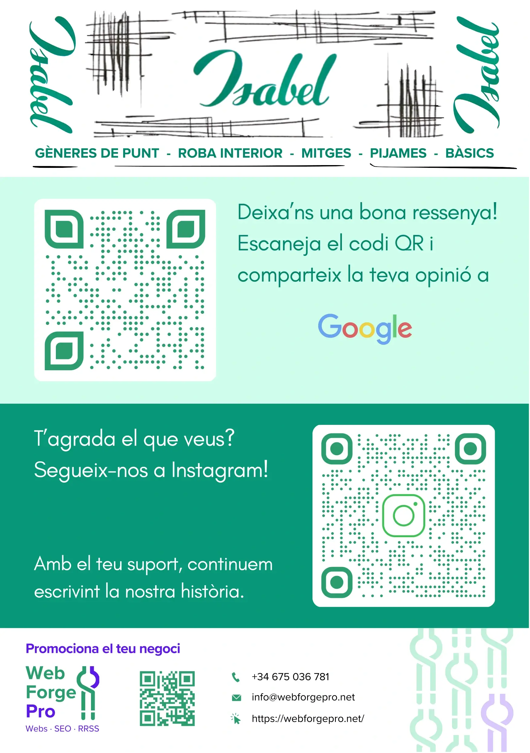 Cartell QR format A5 — Isabel